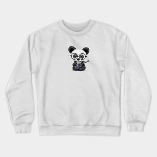 Baby Panda Playing New Zealand Flag Guitar Crewneck Sweatshirt